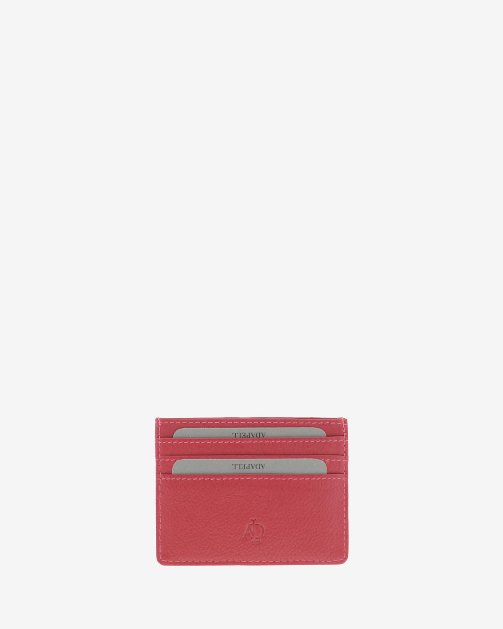 Tarjetero fino 8020 en color rojo, vista frontal con tres ranuras para tarjetas