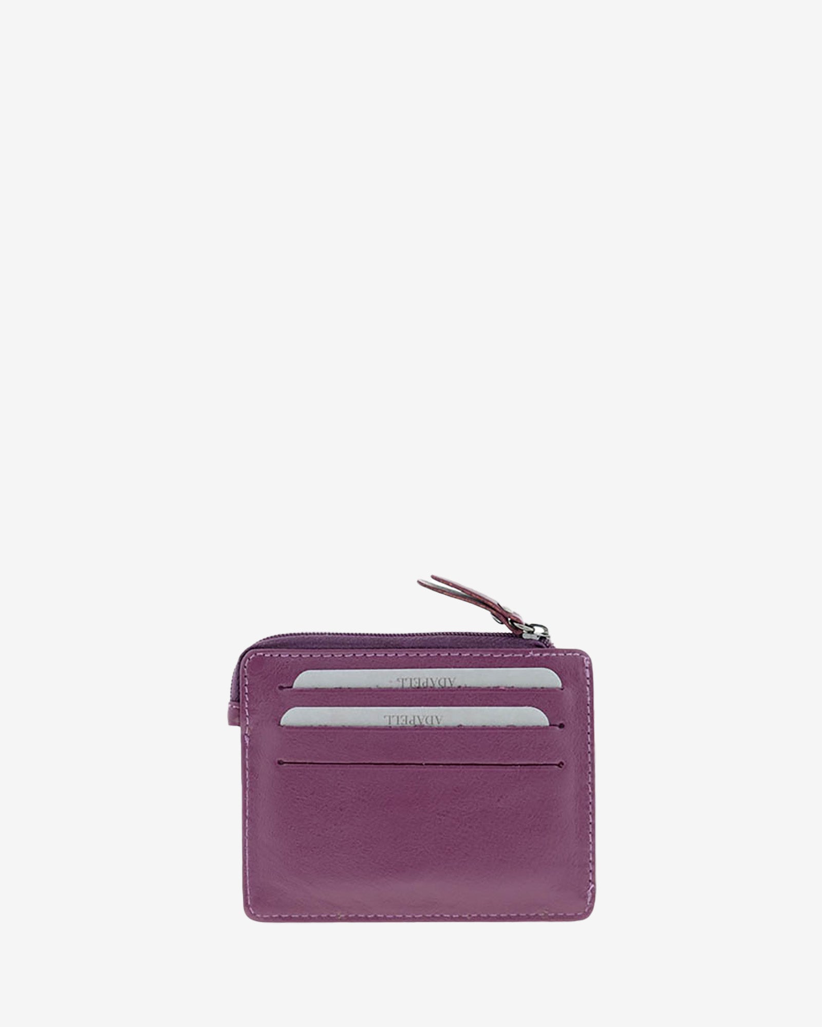 Tarjetero monedero 8035 en color lila, vista posterior con tres ranuras para tarjetas