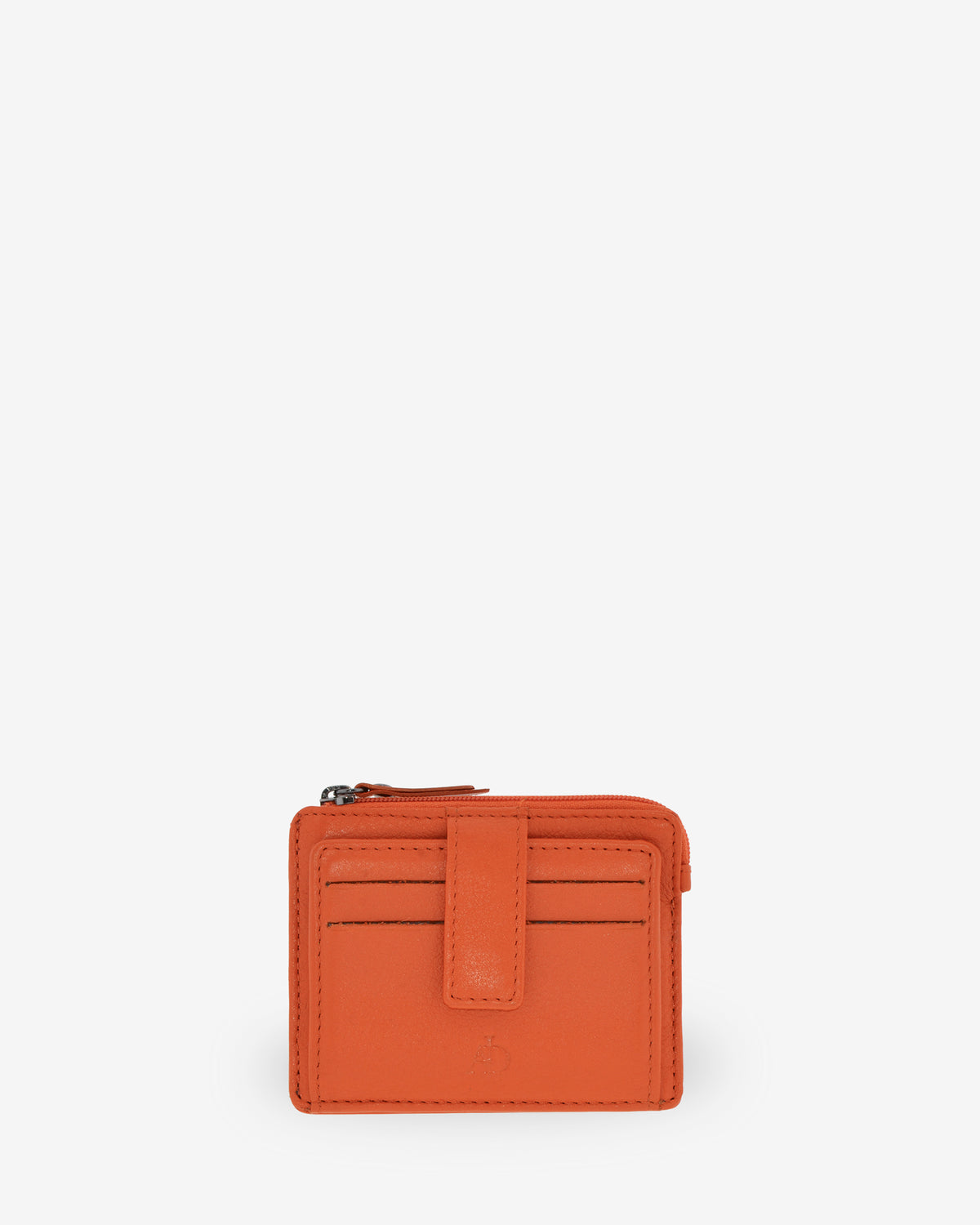 Tarjetero monedero 8035 en color mandarina, vista frontal con ranuras para tarjetas y cierre central