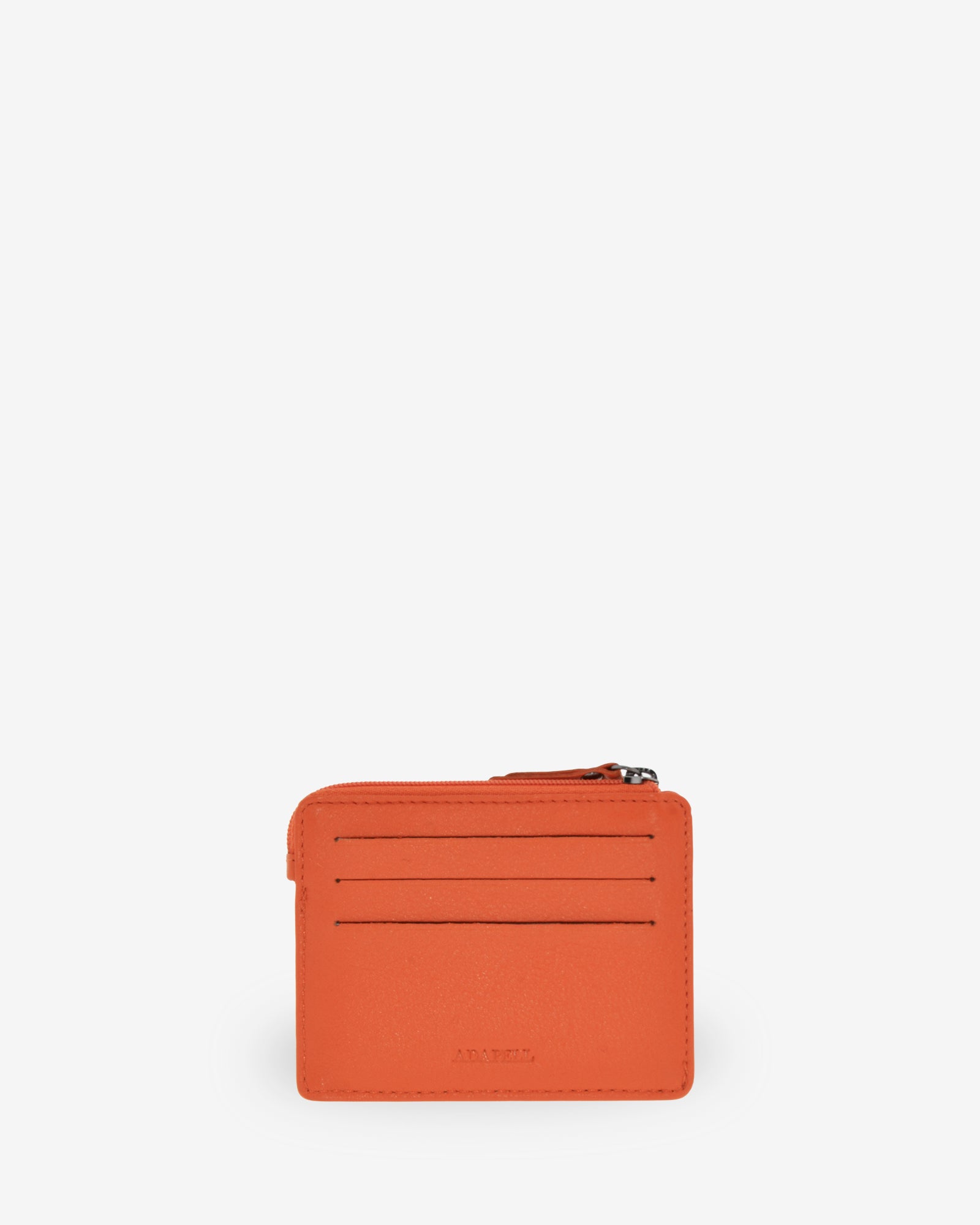Tarjetero monedero 8035 en color mandarina, vista posterior con tres ranuras para tarjetas