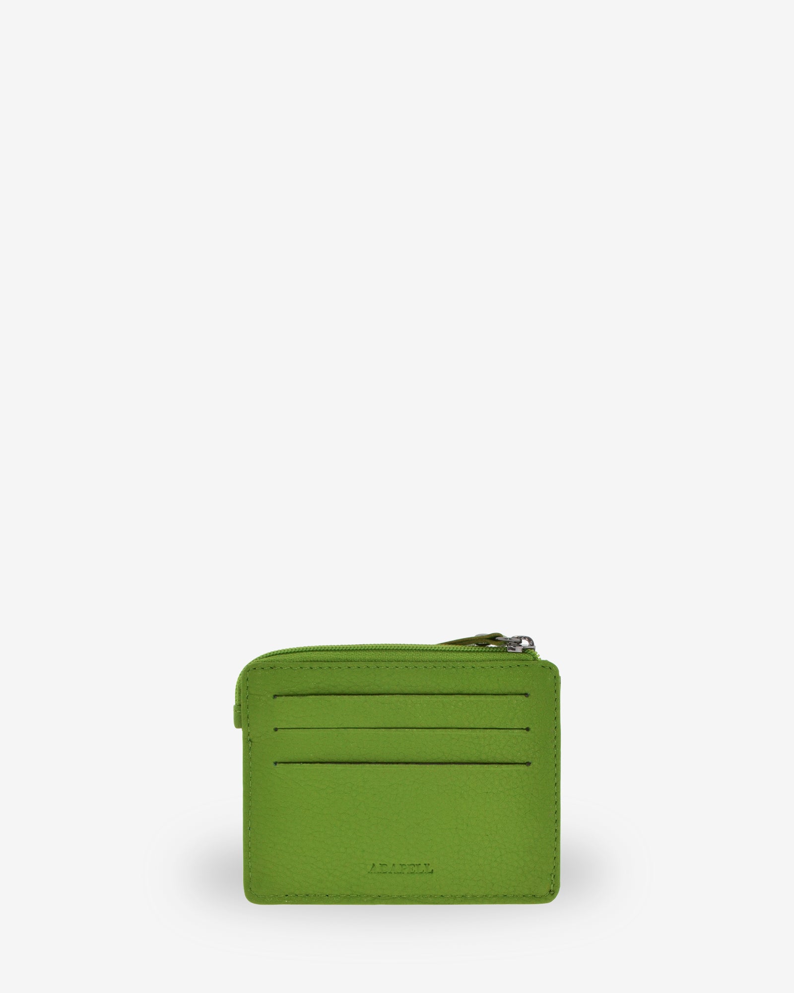 Tarjetero monedero 8035 en color matcha, vista posterior con tres ranuras para tarjetas