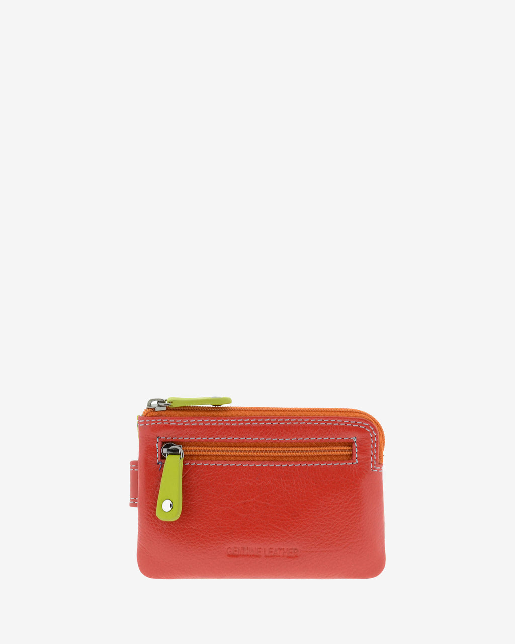 Monedero tarjetero combinado 8036-C en color Rojo, vista posterior con bolsillo exterior de cremallera.