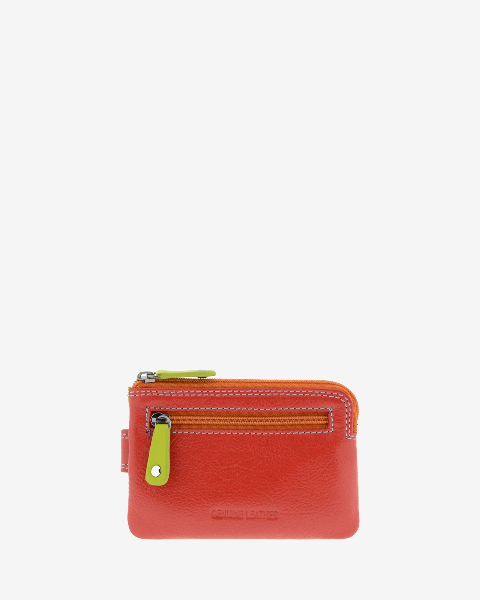 Monedero tarjetero combinado 8036-C en color Rojo, vista posterior con bolsillo exterior de cremallera.