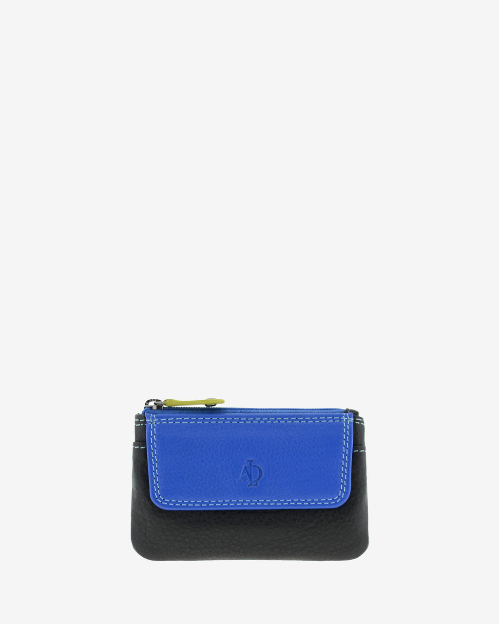 Monedero combinado 8047-C en color Negro, vista frontal con bolsillo frontal de solapa y cierre superior de cremallera.