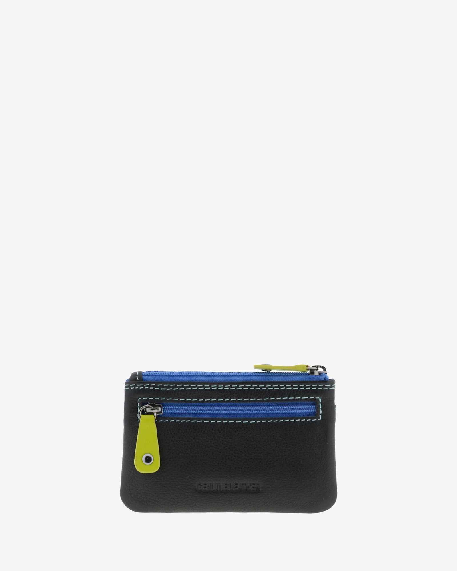 Monedero combinado 8047-C en color Negro, vista posterior con bolsillo exterior de cremallera.