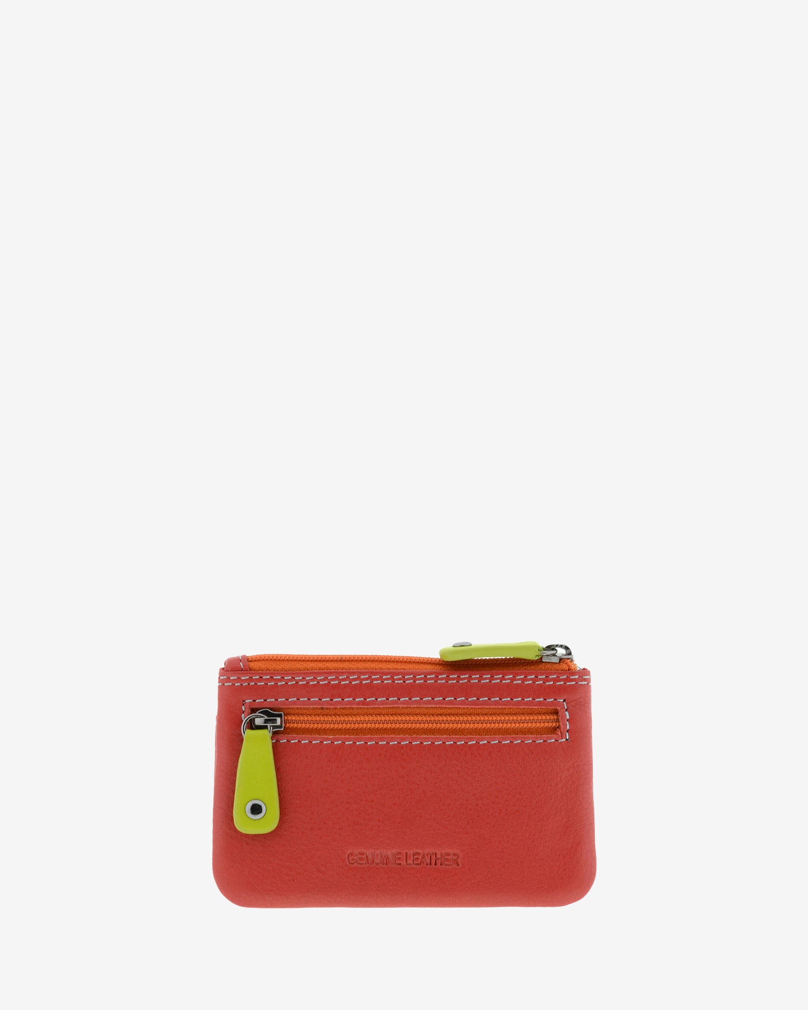 Monedero combinado 8047-C en color Rojo, vista posterior con bolsillo exterior de cremallera.