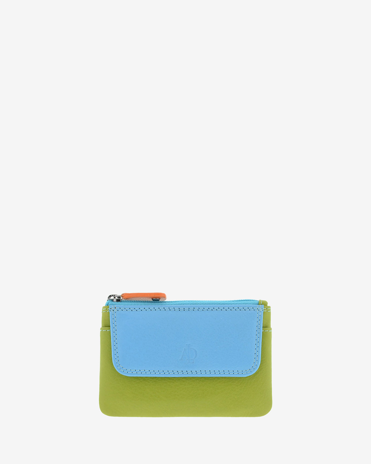 Monedero combinado 8047-C en color Verde, vista frontal con bolsillo frontal de solapa y cierre superior de cremallera.