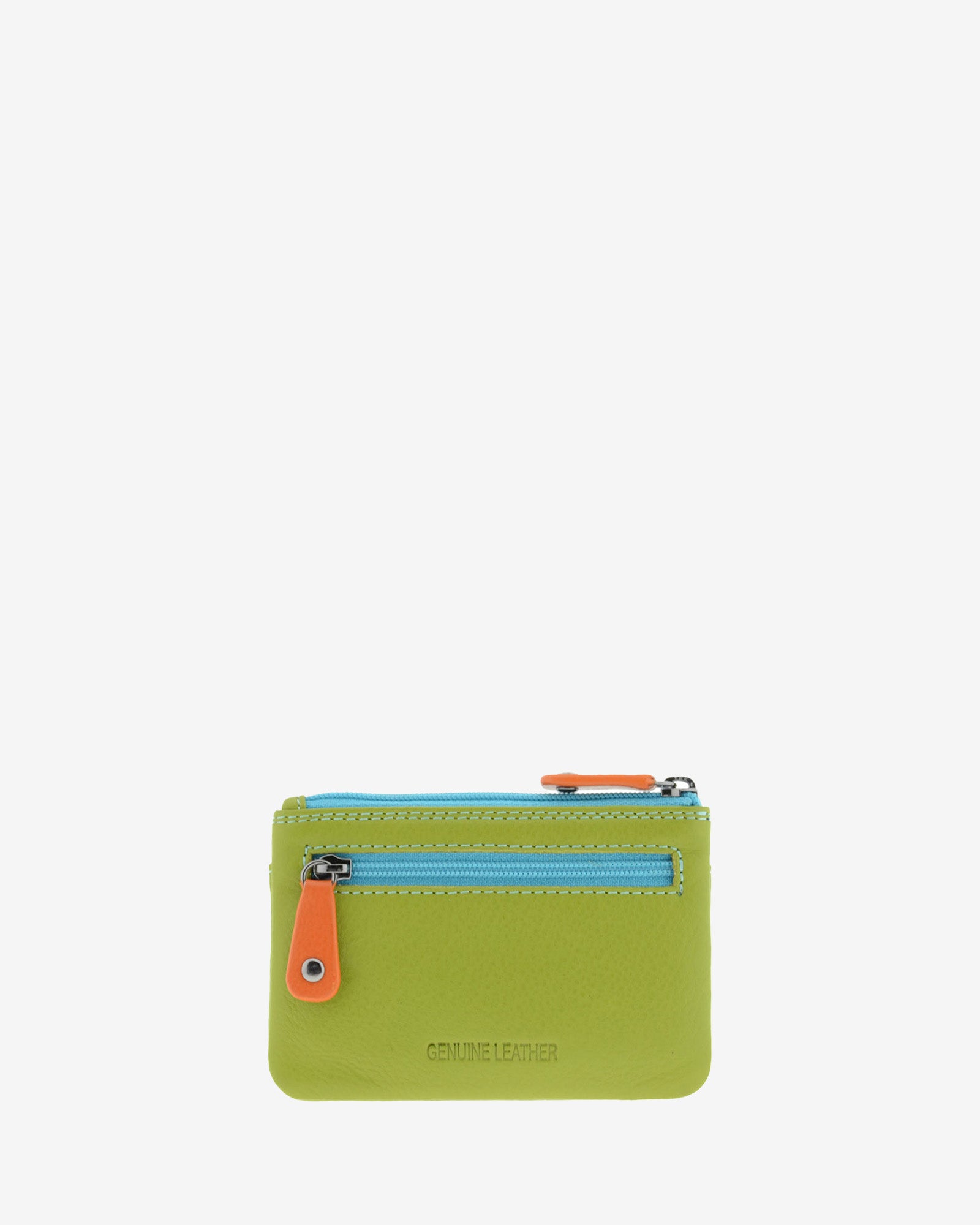 Monedero combinado 8047-C en color Verde, vista posterior con bolsillo exterior de cremallera.