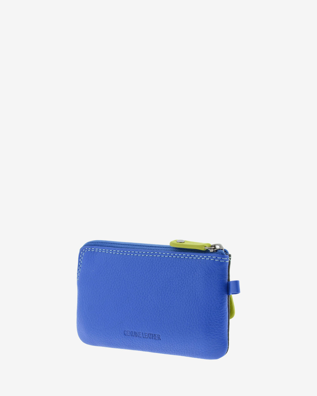 Monedero fino combinado 8053-C en color Negro, vista tres cuartos posterior con cierre superior de cremallera.
