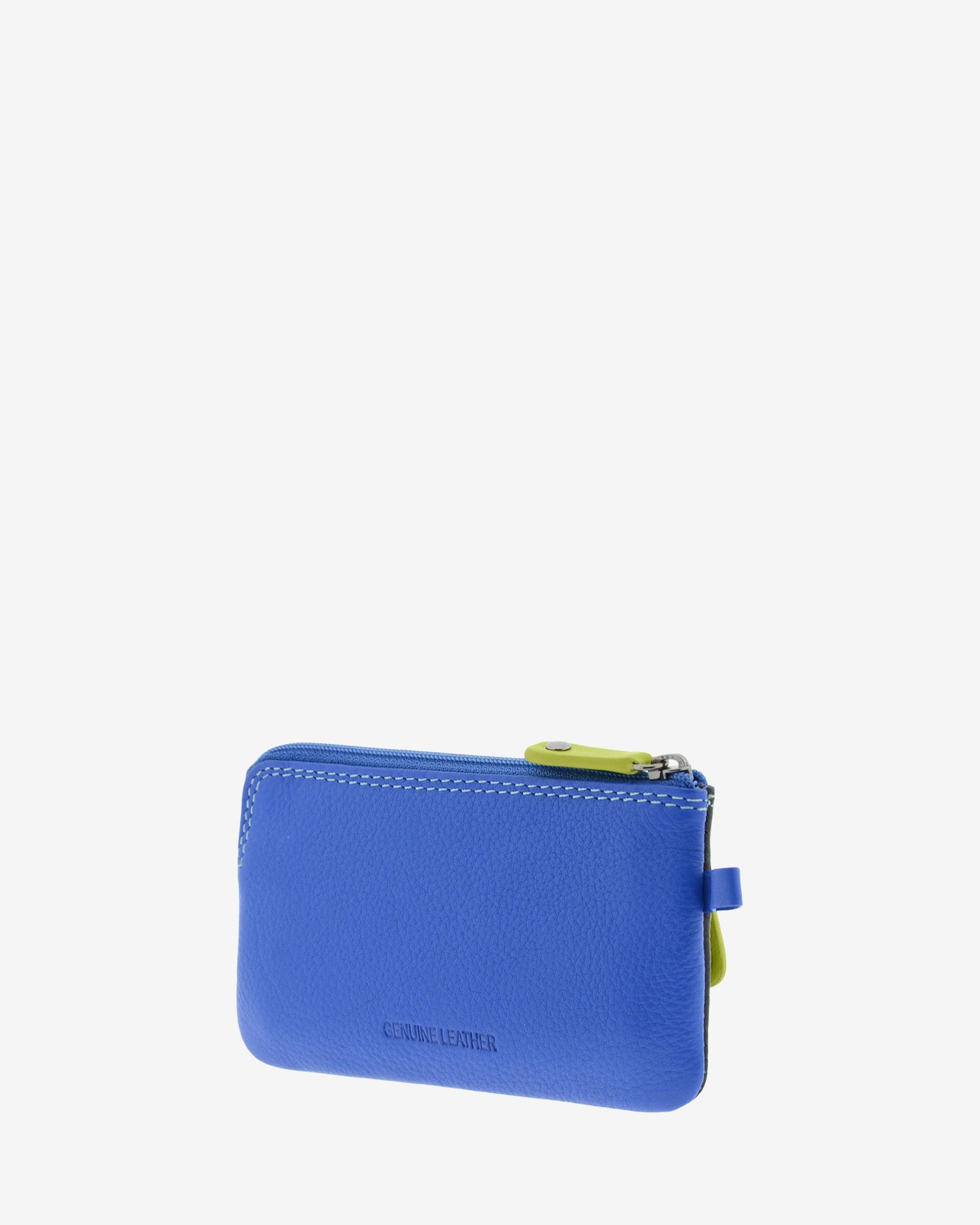 Monedero fino combinado 8053-C en color Negro, vista tres cuartos posterior con cierre superior de cremallera.