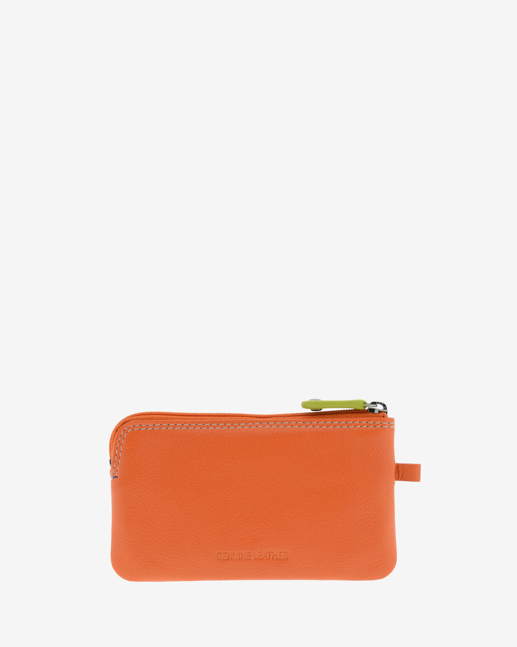 Monedero fino combinado 8053-C en color Rojo, vista posterior con cierre superior de cremallera.