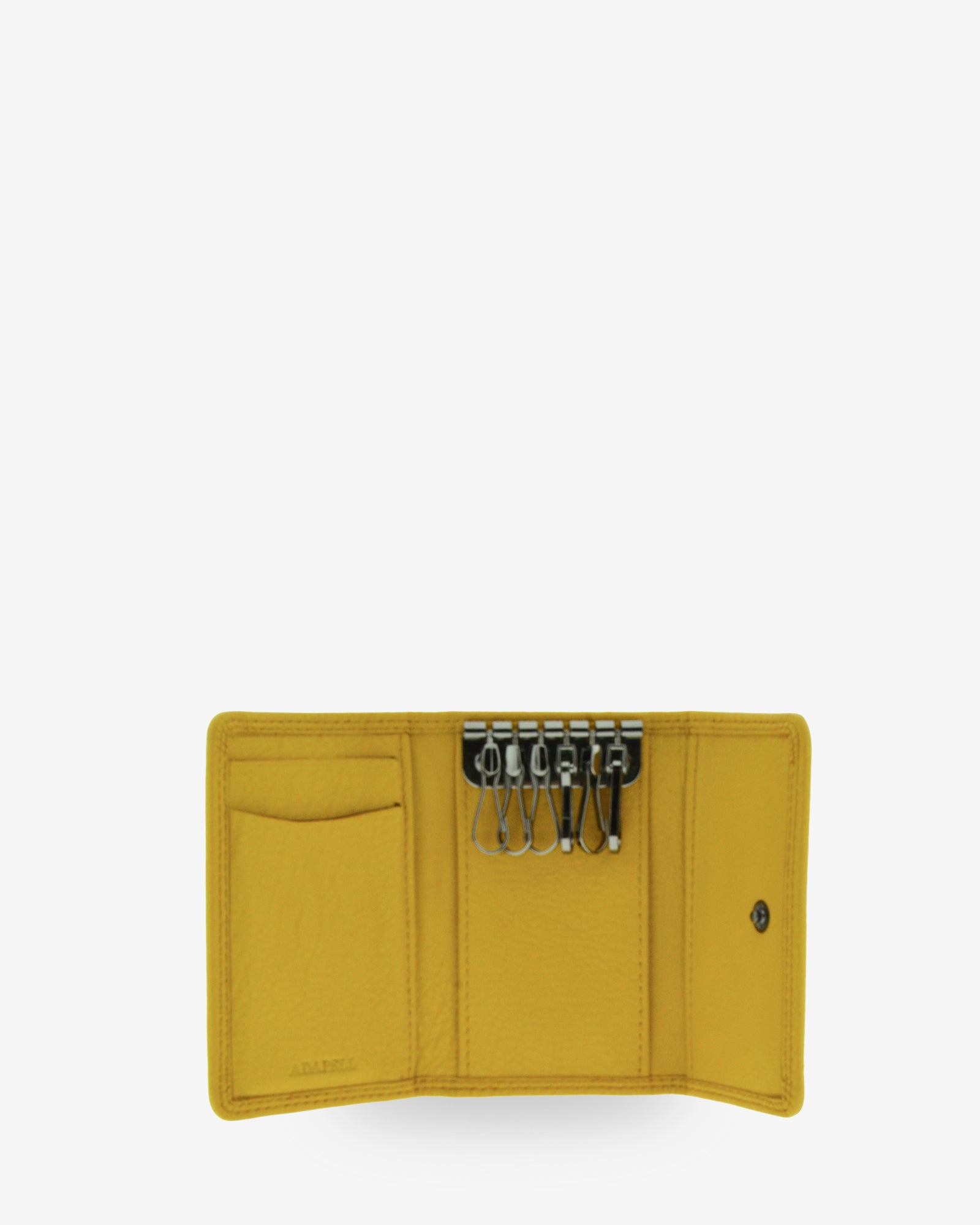 Llavero 8058 en color limón abierto, con seis ganchos para llaves y ranuras interiores para tarjetas
