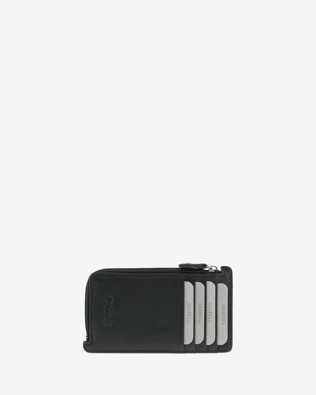 Tarjetero monedero fino 8062 en color negro, vista posterior con cuatro ranuras para tarjetas
