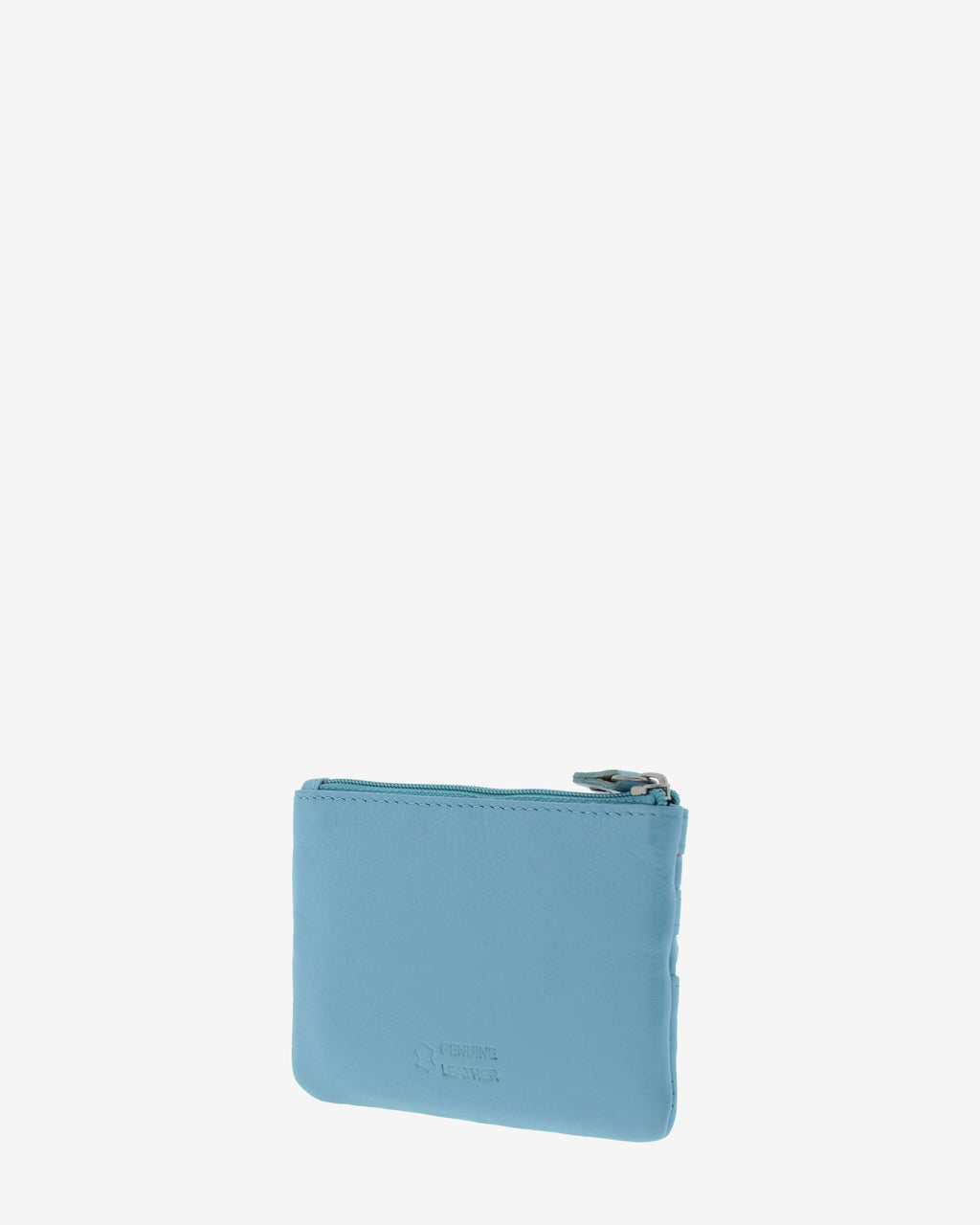 Monedero fino con triple cremallera 8072 en color azul, vista posterior.