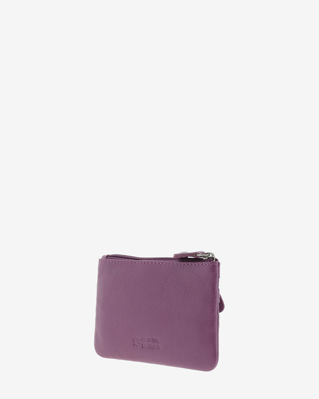 Monedero fino con triple cremallera 8072 en color lila, vista posterior.