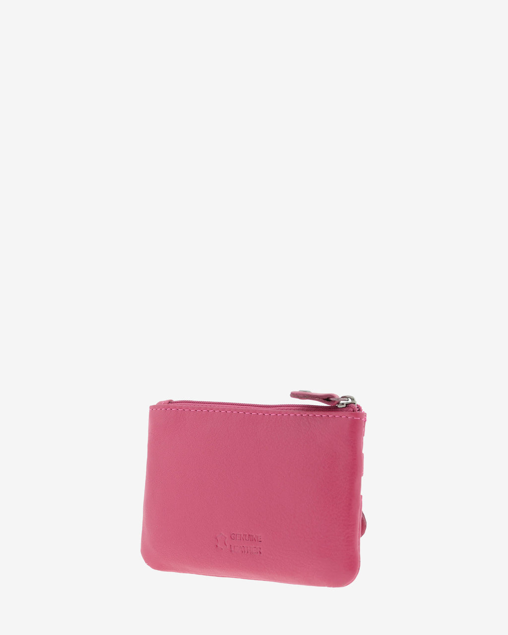 Monedero fino con triple cremallera 8072 en color magenta, vista posterior.