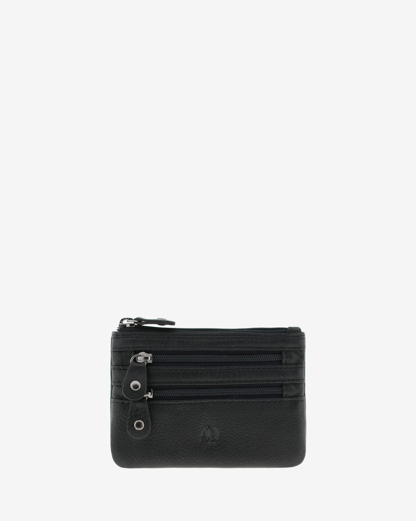 Adapell 8072 - Monedero fino con triple cremallera Negro - vista frontal
