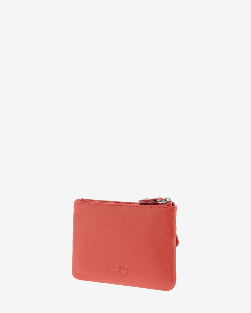 Monedero fino con triple cremallera 8072 en color rojo, vista posterior.