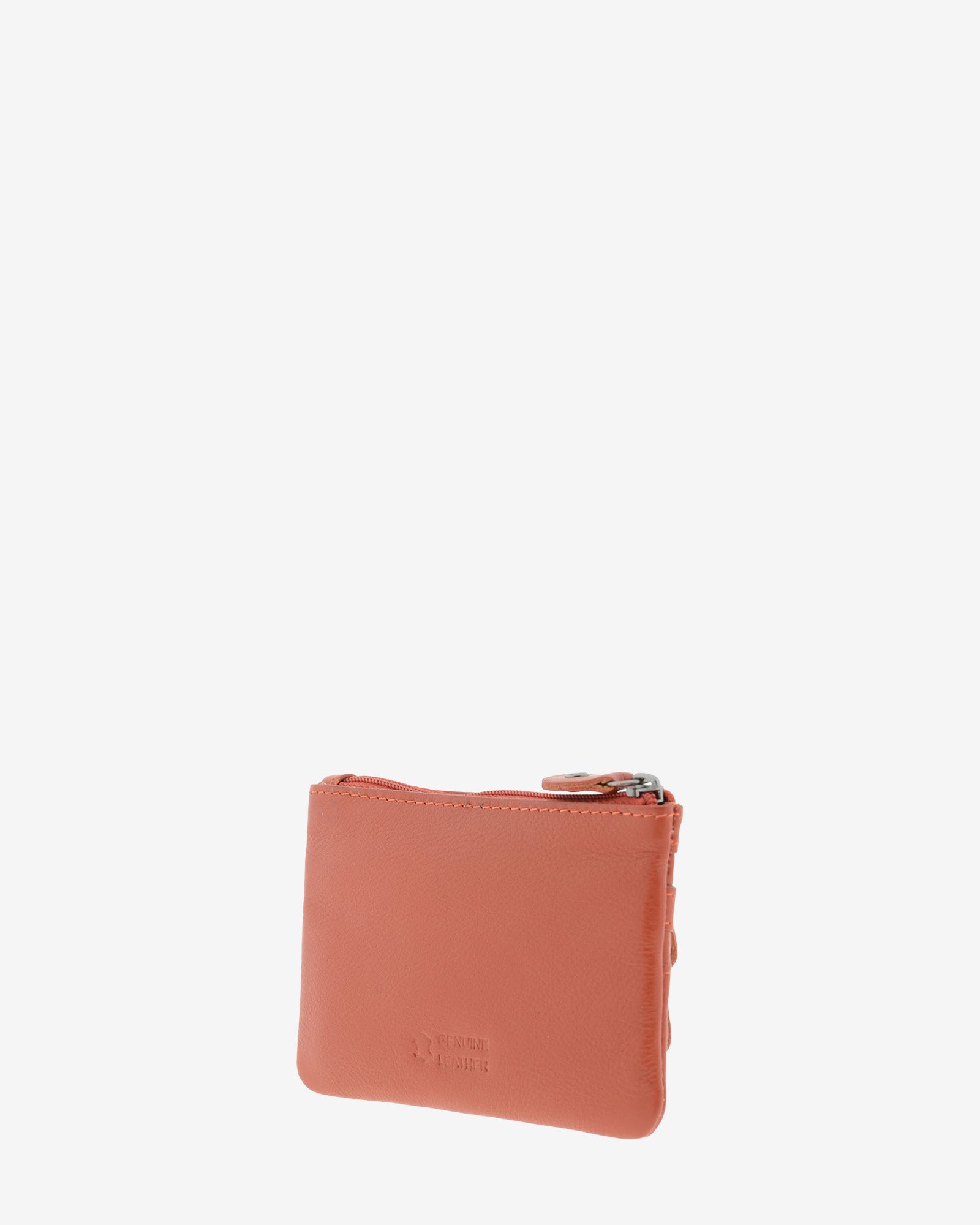 Monedero fino con triple cremallera 8072 en color teja, vista posterior.