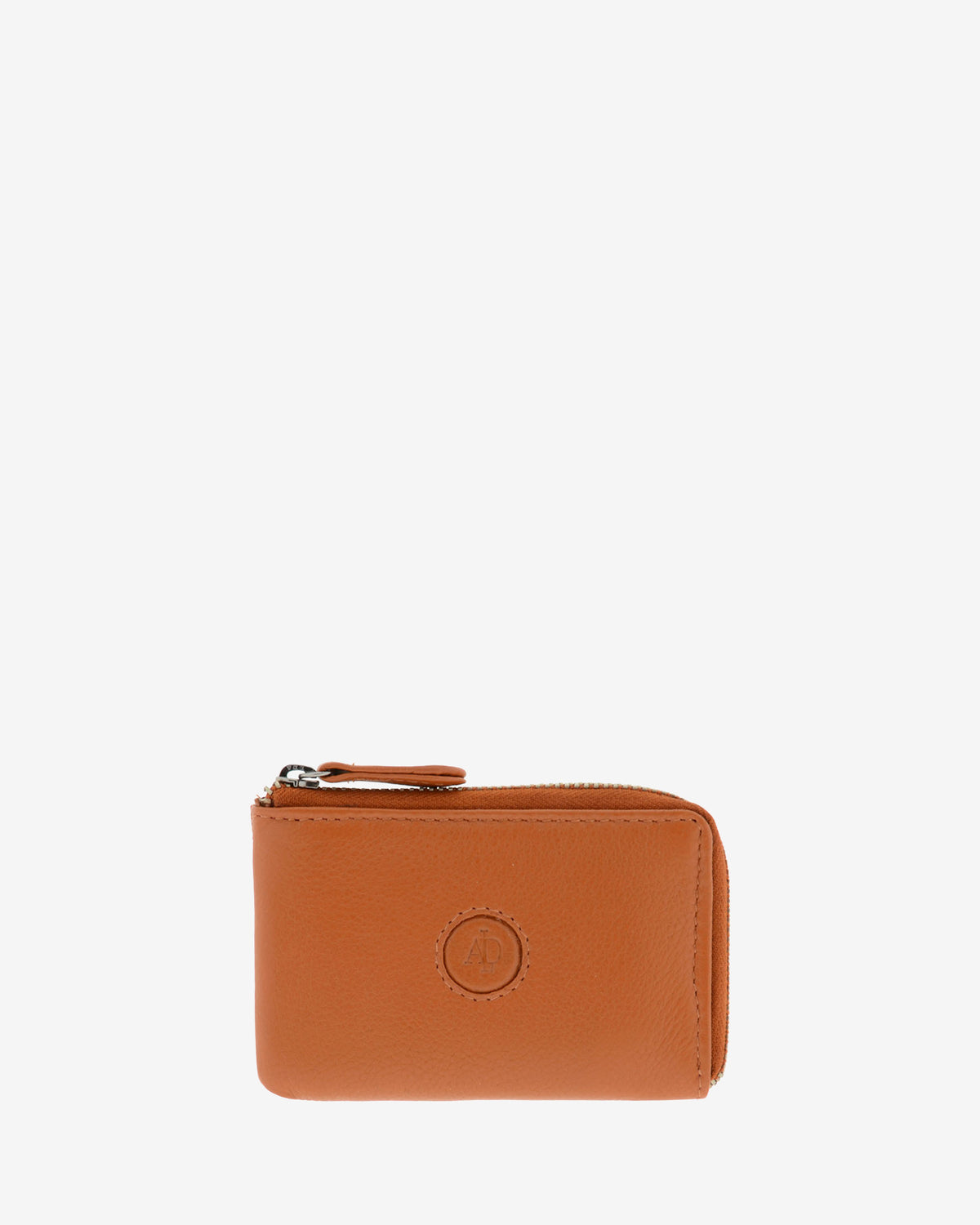 Monedero tarjetero fino 8076 en color cuero, vista frontal.