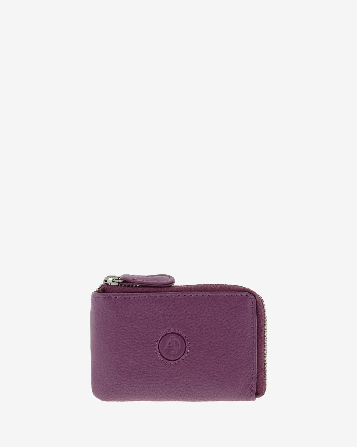 Monedero tarjetero fino 8076 en color lila, vista frontal.