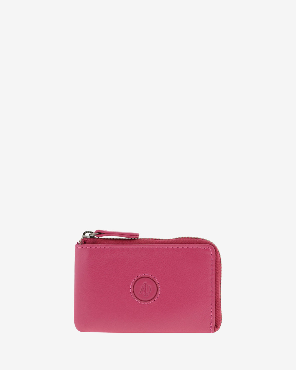 Monedero tarjetero fino 8076 en color magenta, vista frontal.