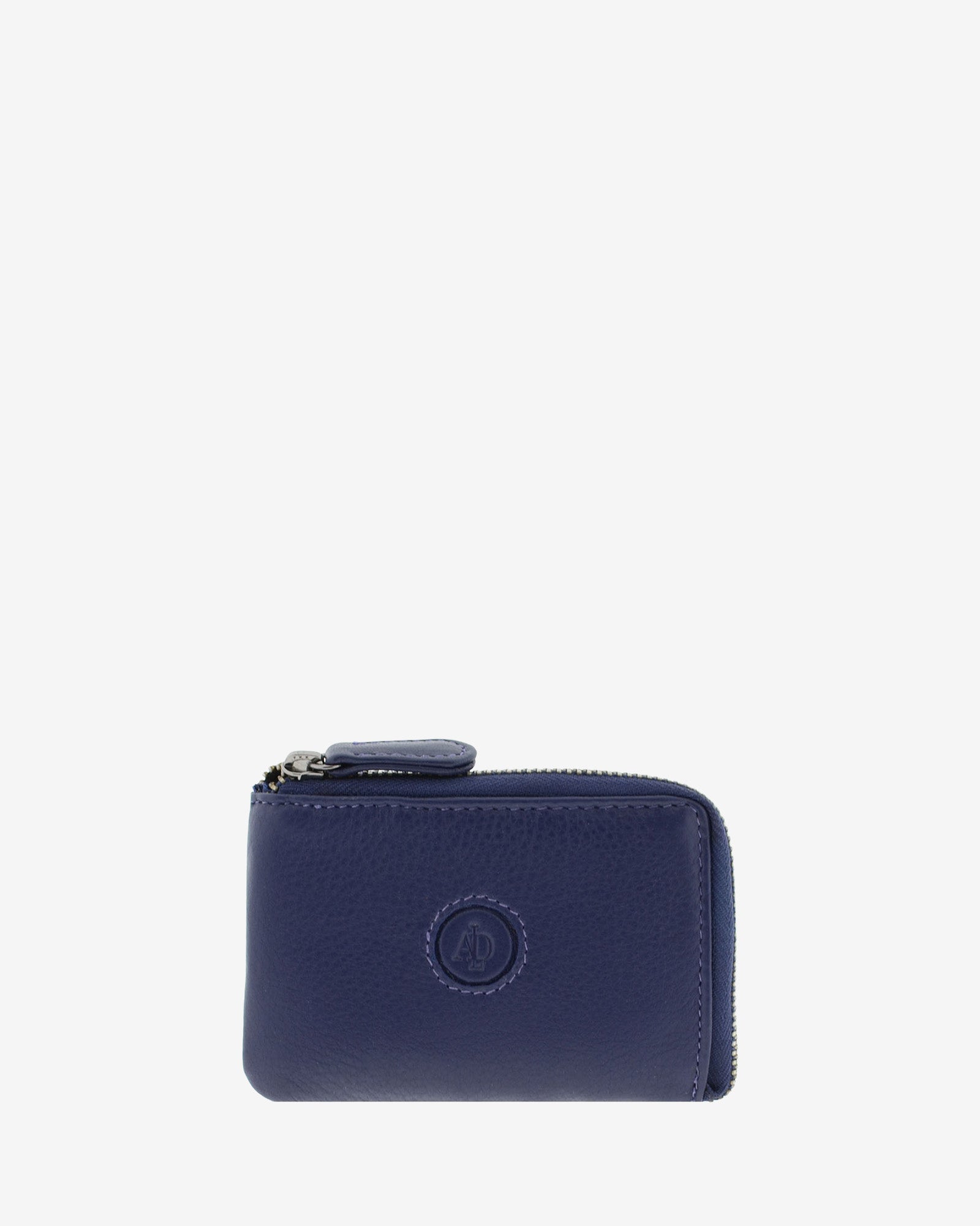 Monedero tarjetero fino 8076 en color marino, vista frontal.