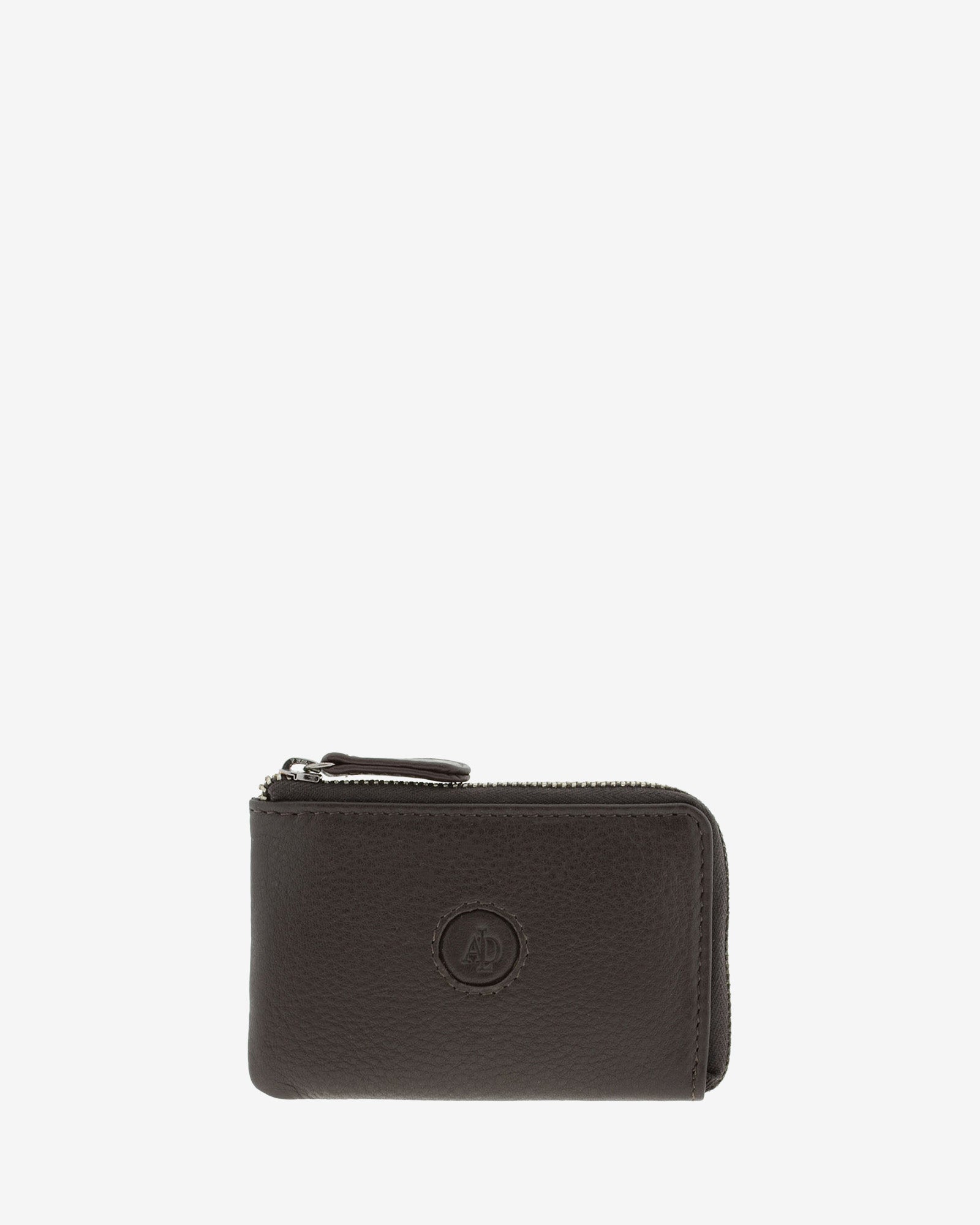 Monedero tarjetero fino 8076 en color marrón, vista frontal.