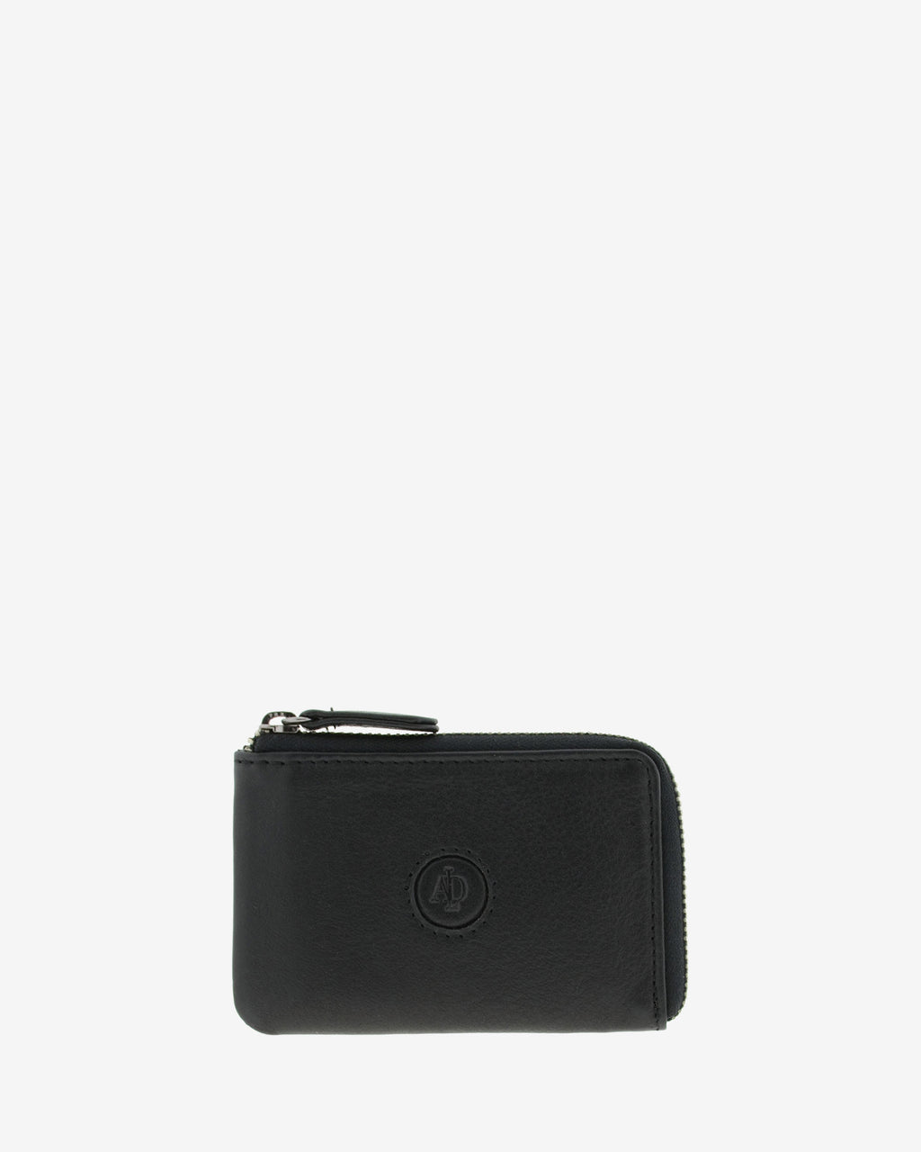 Monedero tarjetero fino 8076 en color negro, vista frontal.