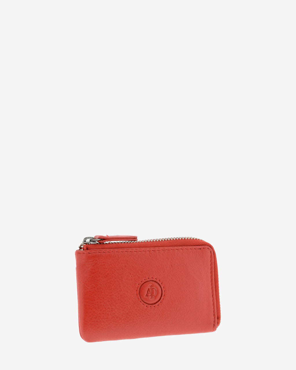 Monedero tarjetero fino 8076 en color rojo, vista tres cuartos frontal.