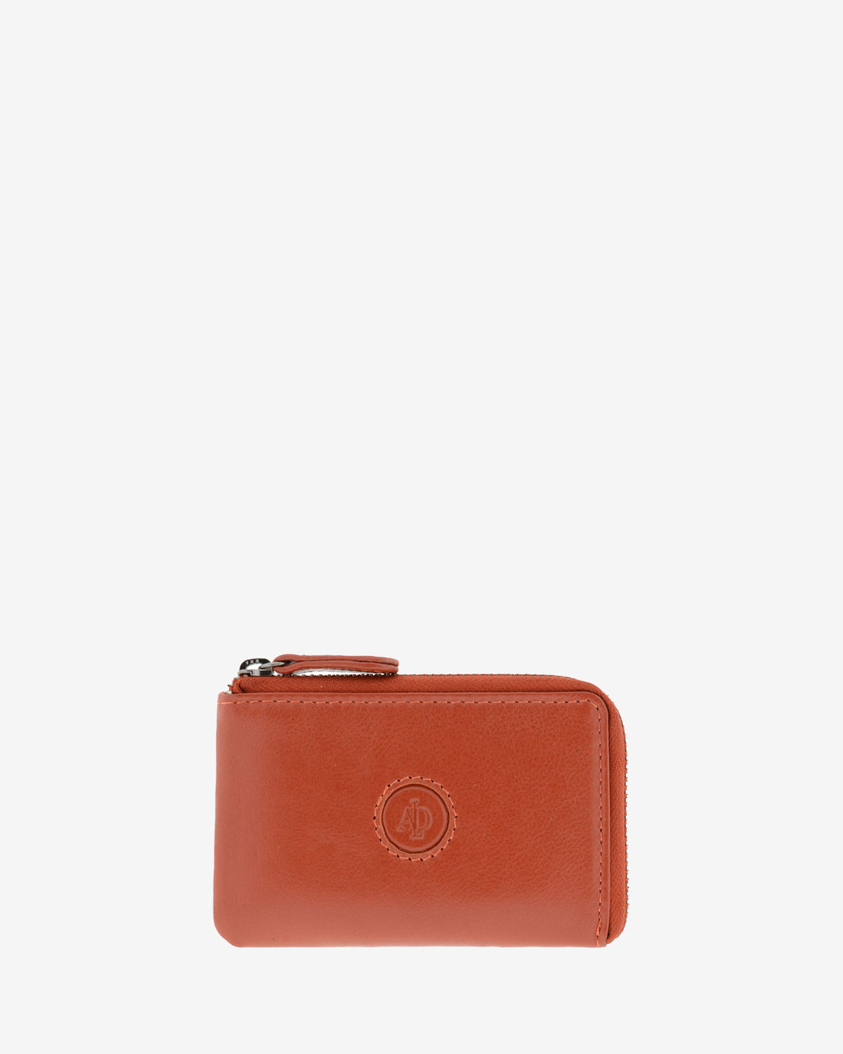 Monedero tarjetero fino 8076 en color teja, vista frontal.