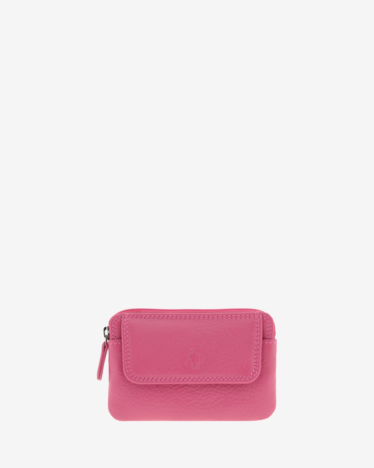 Monedero fino 8078 en color magenta, vista frontal con solapa exterior.