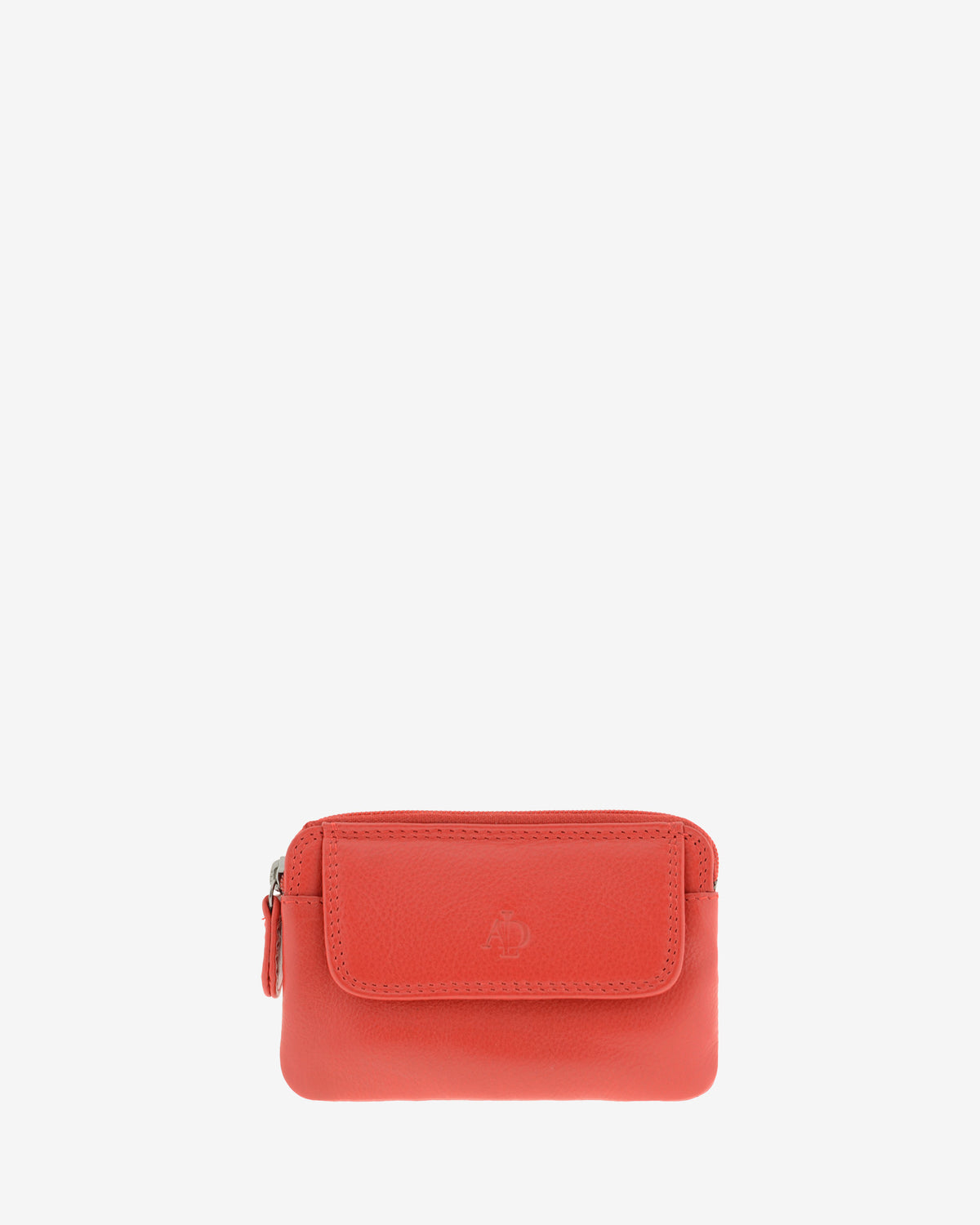 Monedero fino 8078 en color rojo, vista frontal con solapa exterior.