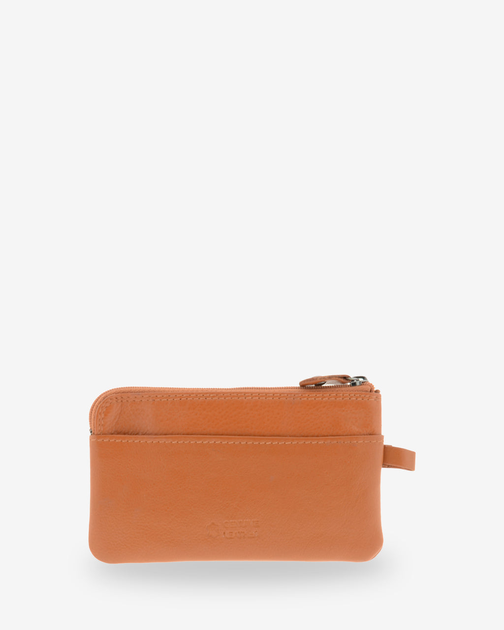 Monedero fino 8079 en color cuero, vista posterior con ranura exterior.