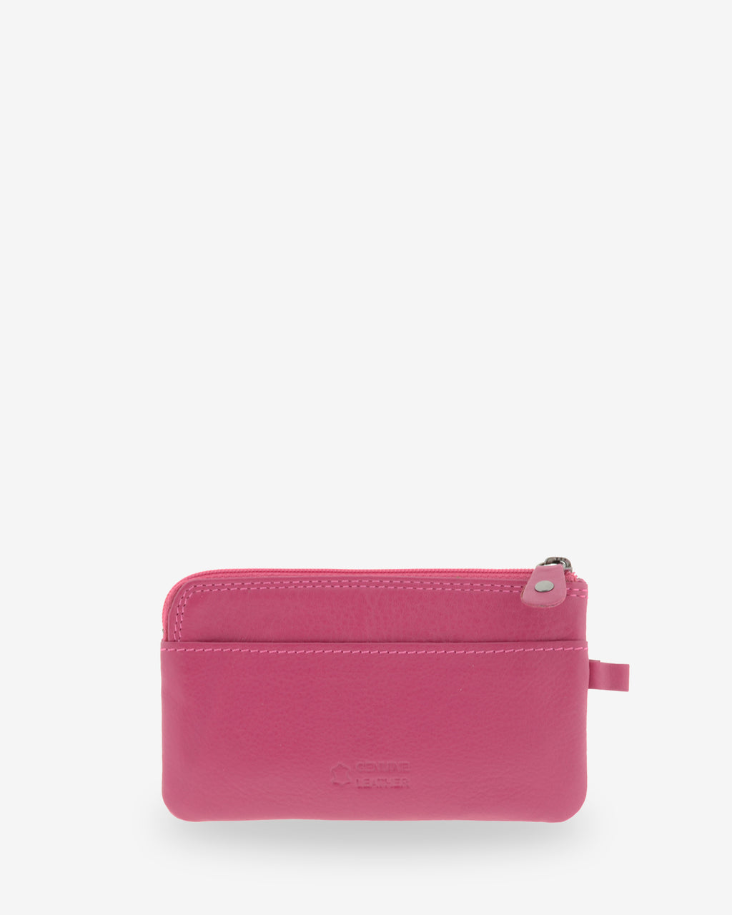 Monedero fino 8079 en color magenta, vista posterior con ranura exterior.