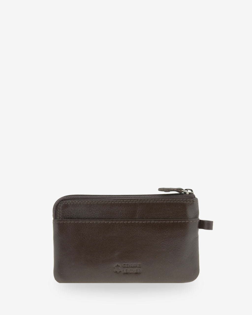 Monedero fino 8079 en color marrón, vista posterior con ranura exterior.