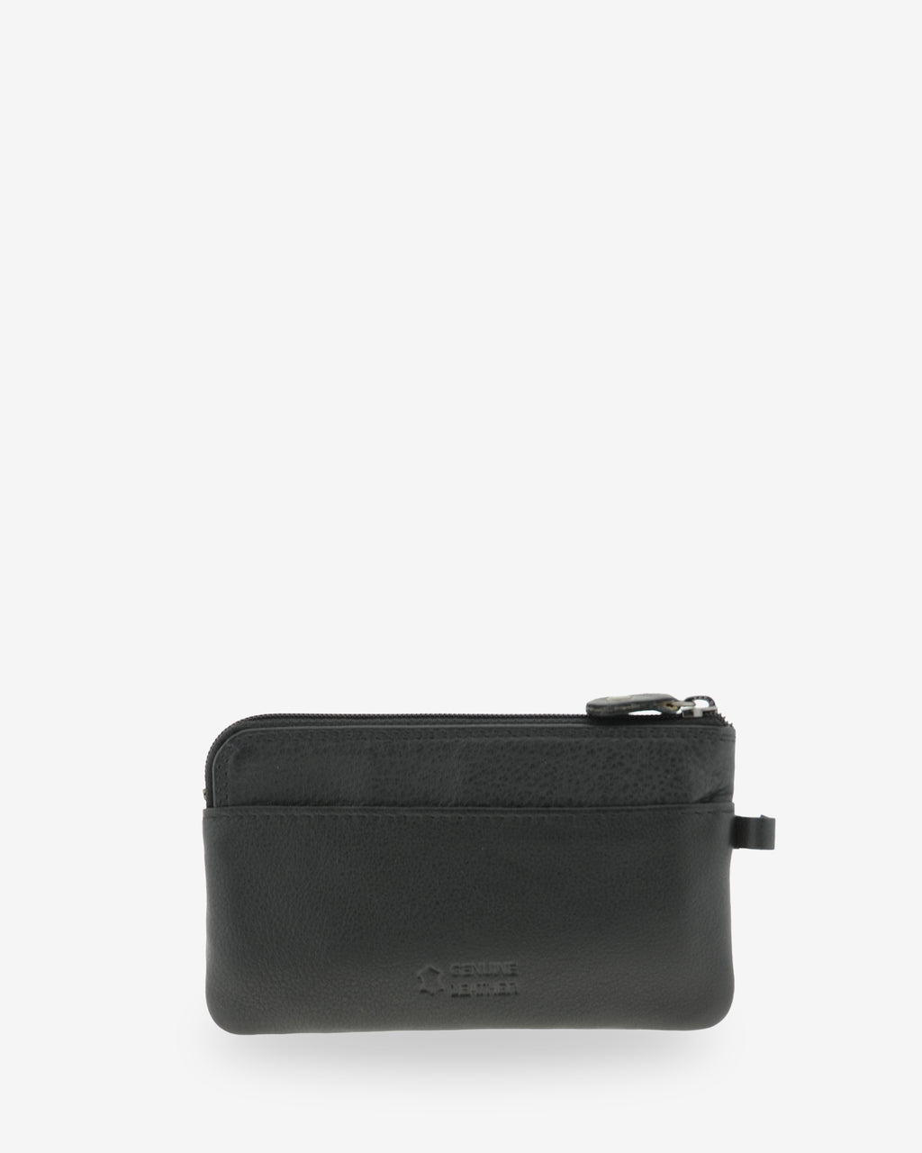Monedero fino 8079 en color negro, vista posterior con ranura exterior.
