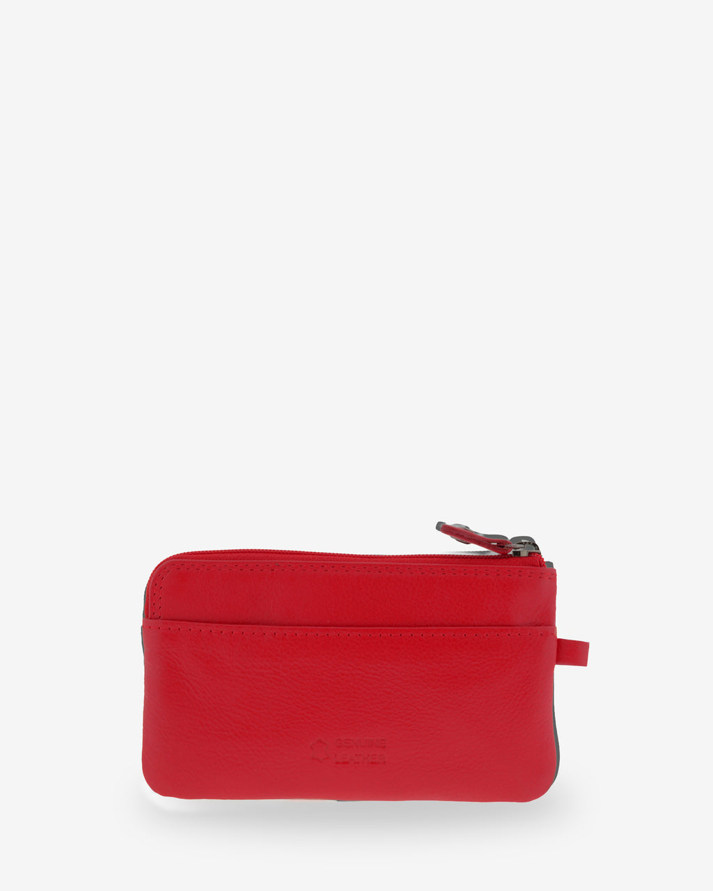 Monedero fino 8079 en color rojo, vista posterior con ranura exterior.
