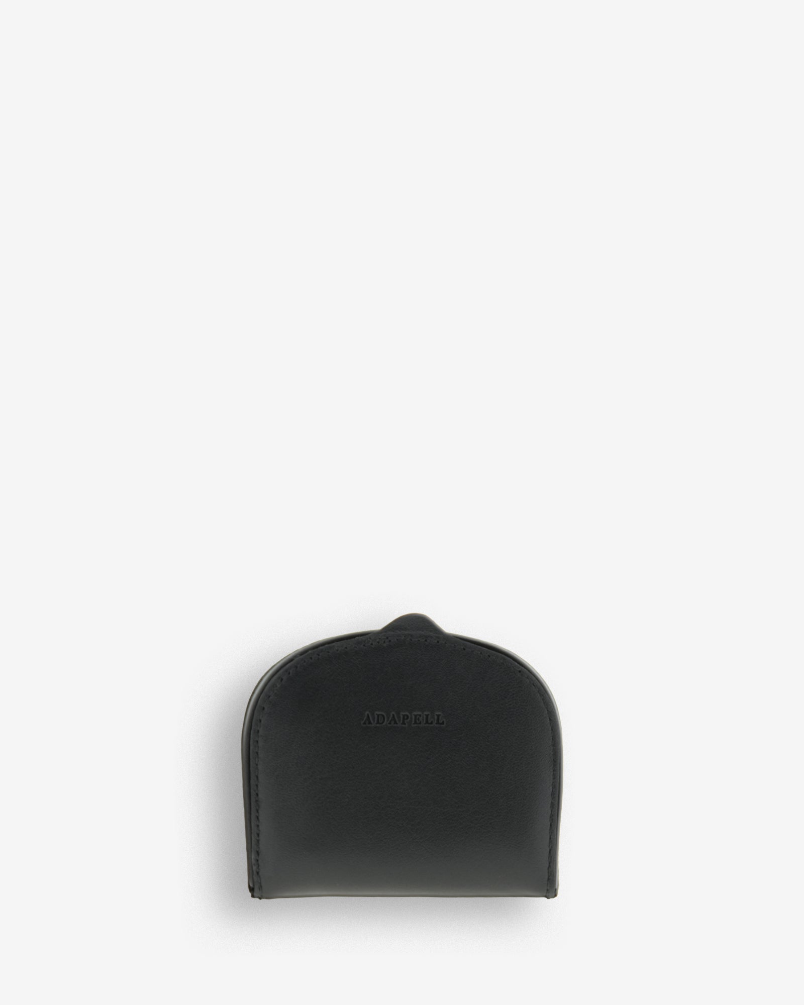 Monedero taco 8101 en color negro, vista frontal con logo Adapell grabado