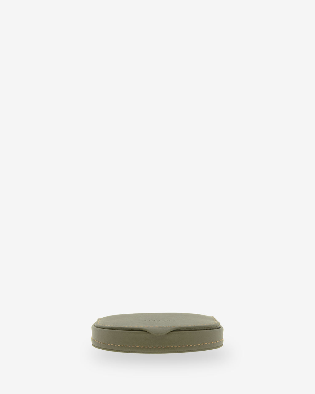 Monedero taco 8101 en color verde, tumbado mostrando el perfil inferior y el borde cosido