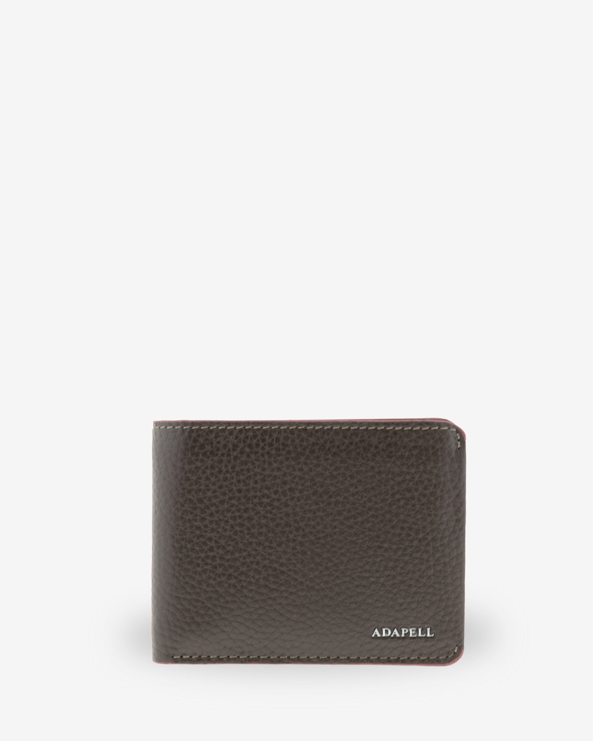 Cartera de hombre Nexo 1672 horizontal en piel chocolate, vista frontal con logo ADAPELL
