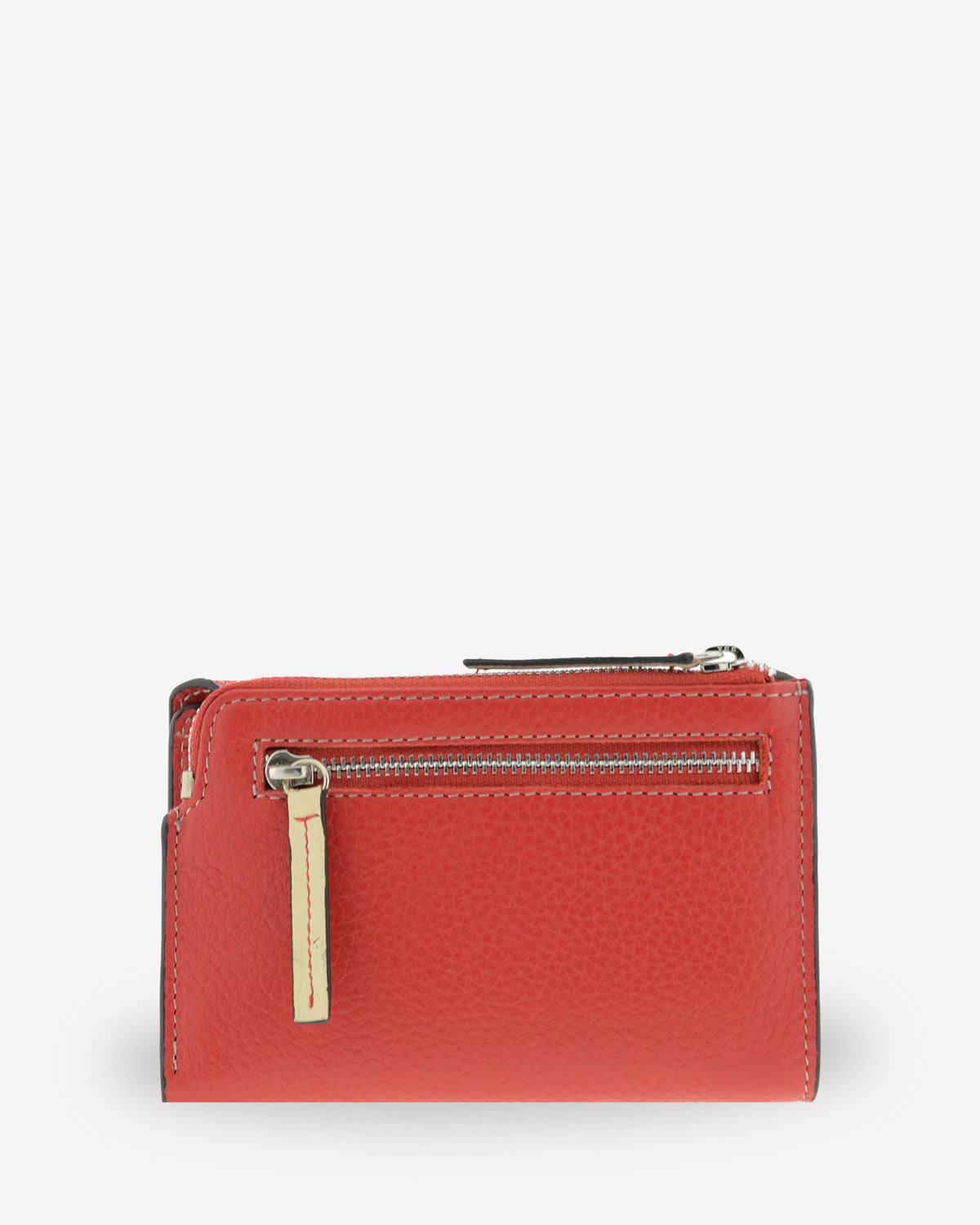 Vista trasera de la cartera Nexo 4261 amapola con monedero exterior con cremallera.