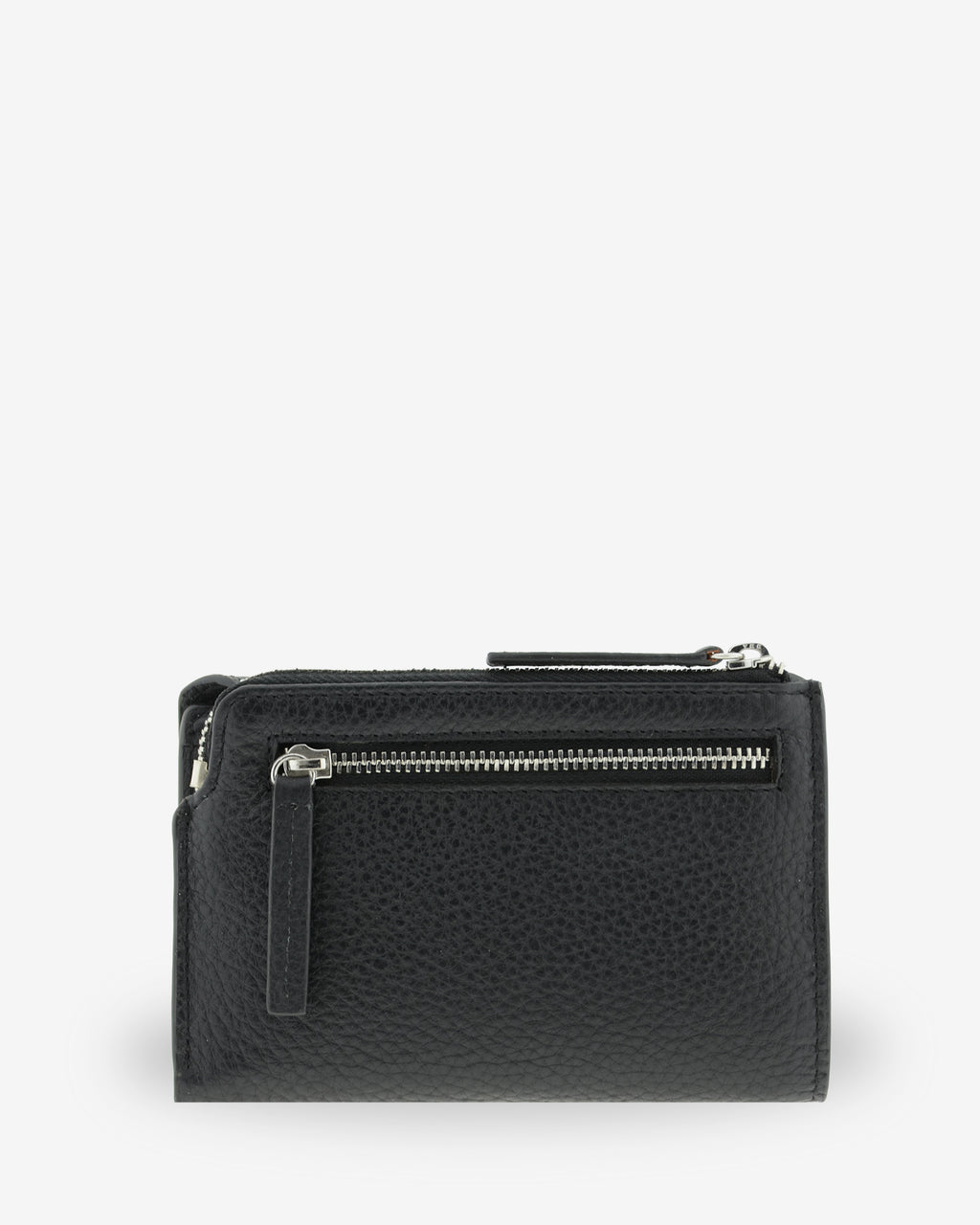 Vista trasera de la cartera Nexo 4261 negra con monedero exterior con cremallera.
