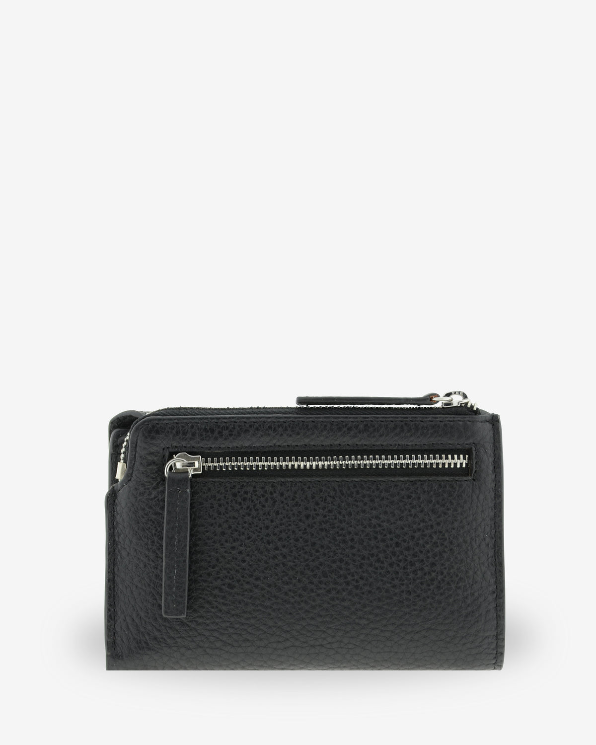 Vista trasera de la cartera Nexo 4261 negra con monedero exterior con cremallera.