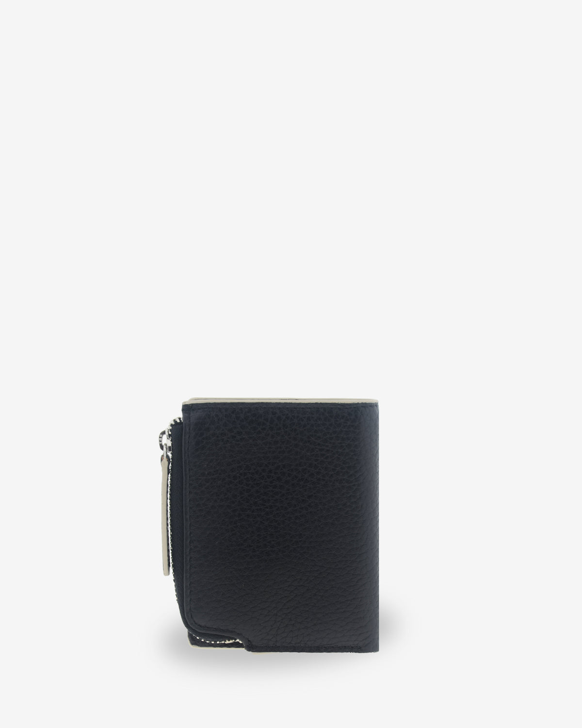 Vista trasera de la cartera pequeña y fina de piel Nexo 4263 en color negro.
