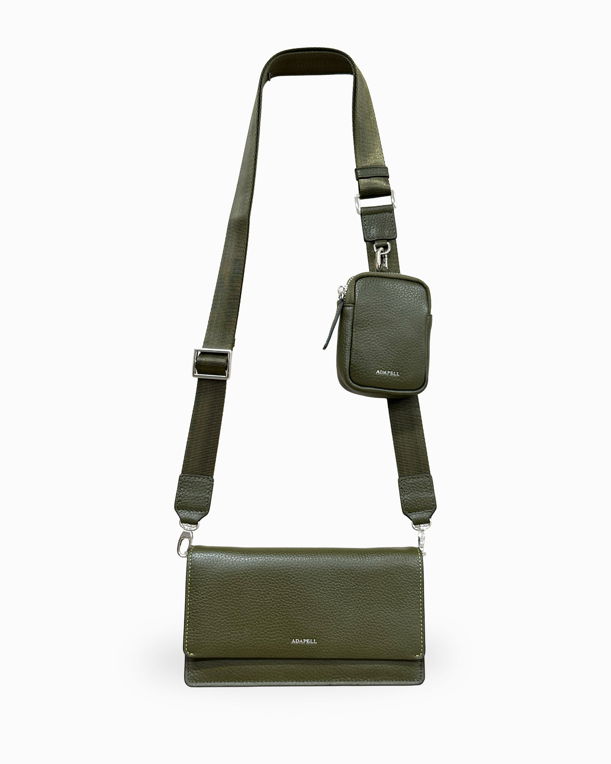 Bolso bandolera Nexo 8090 verde Loden con accesorio Nexo compatible acoplado a la bandolera