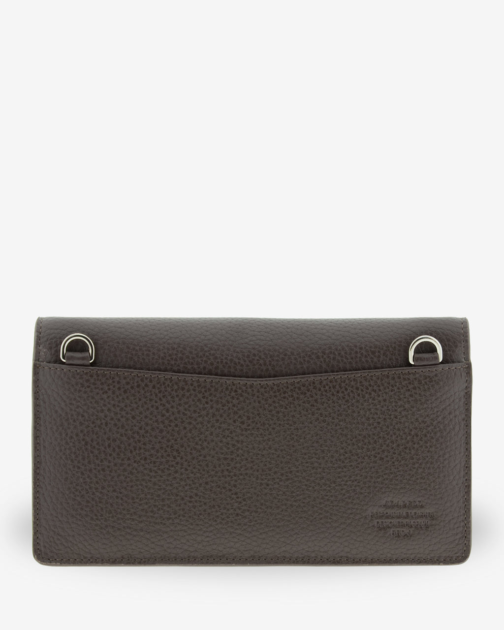 Bolso bandolera Nexo 8090 chocolate, vista trasera con bolsillo exterior y anillas para la bandolera