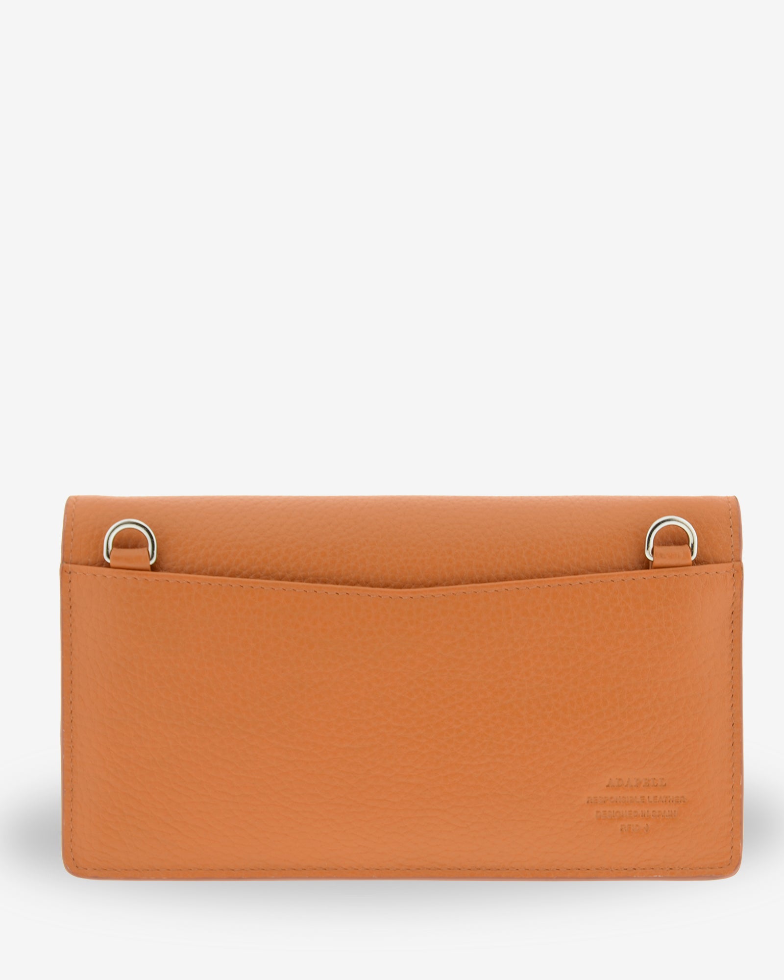 Bolso bandolera Nexo 8090 miel, vista trasera con bolsillo exterior y anillas para la bandolera