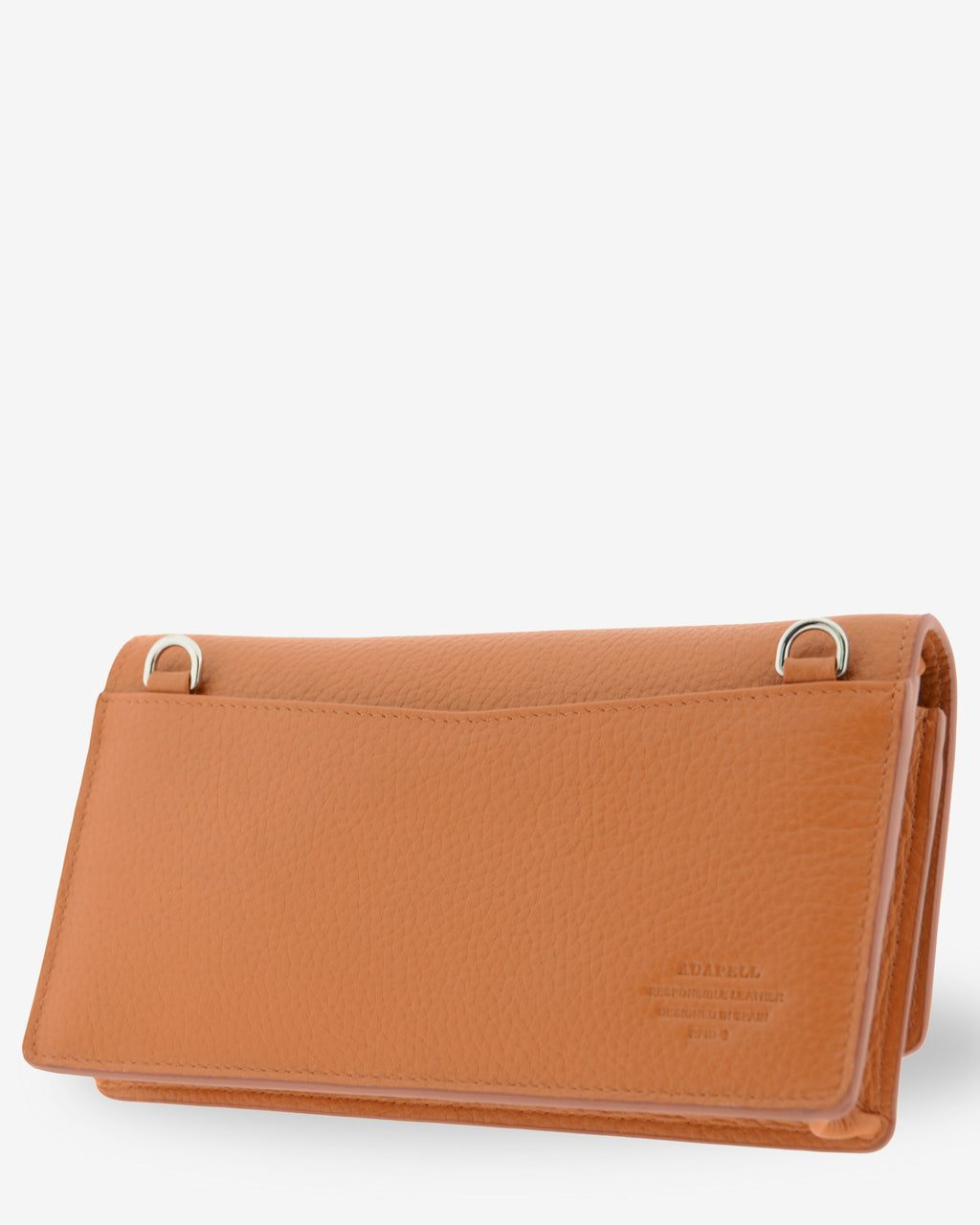 Bolso bandolera Nexo 8090 miel, vista tres cuartos trasera con bolsillo exterior y anillas