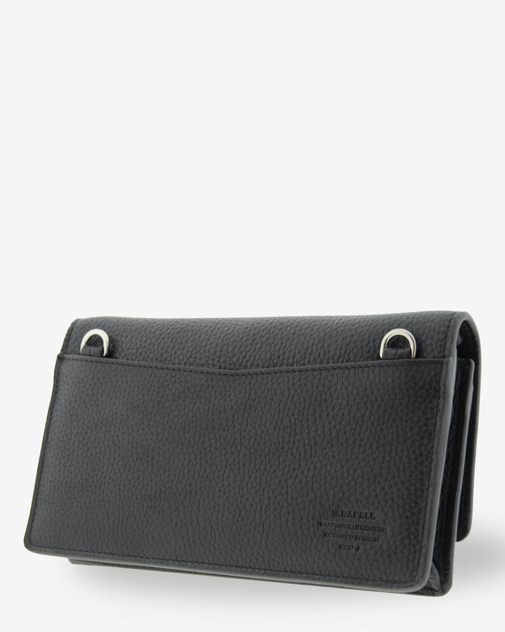 Bolso bandolera Nexo 8090 negro, vista tres cuartos trasera con bolsillo exterior y anillas